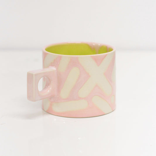 Large Pink Pattern Chartreuse Circle Square Mug